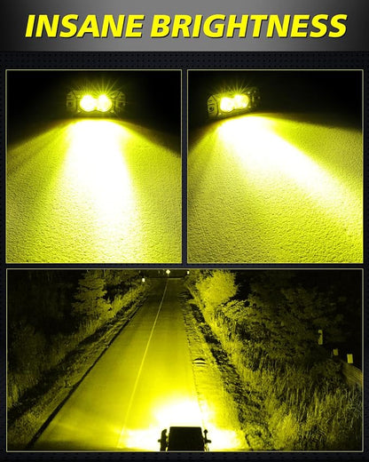 Yellow Flush Mount LED Pods 40W CREE LED Flush Bumper Fog Lights | Spot Flood Combo Offroad Driving Lights Yellow Flush Mount LED Chase Light Pods for Trucks Pickup SUV UTV ATV
