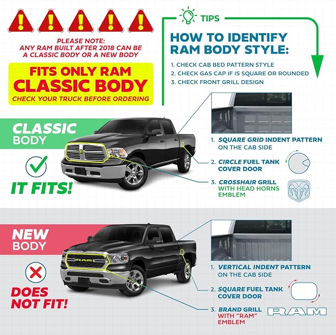 Flag Truck Tonneau Cover for 2002-2025 Ram 1500 (Classic Body ONLY) / 2003-2024 Ram 2500/3500 with 6.4 ft Bed All-Weather Soft Roll Truck Bed Cover for Truck Black Flag ONLY for Classic Body