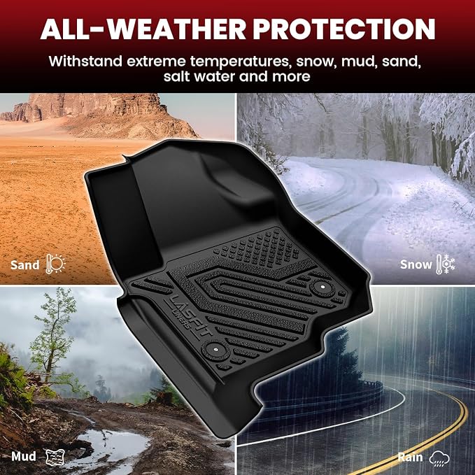 LASFIT Floor Mats for Ford Expedition Standard(Not for Max Models) 2021 2022 2023 2024 8 Seats(Not Fit 7 Seats), All Weather TPE Custom Fit for SUV Car Liners, 1st& 2nd& 3rd& Cargo Liner, Black 5pcs