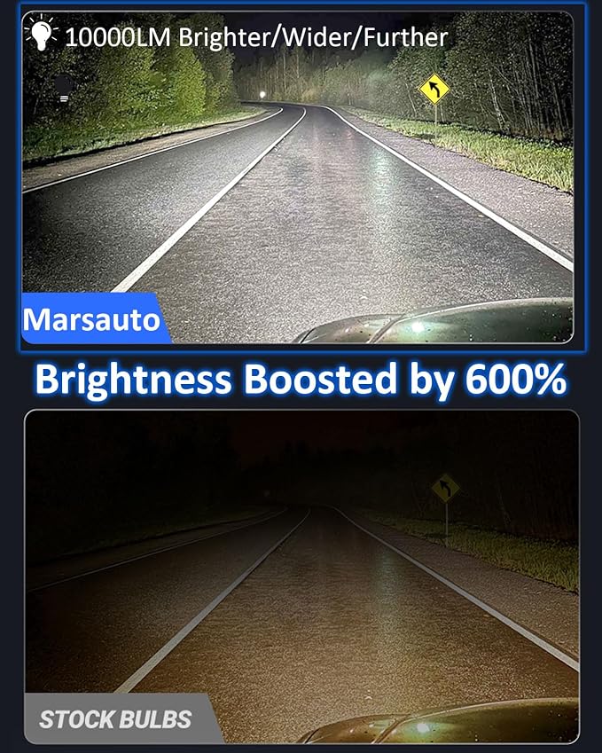 Marsauto H11 H16 H8 Led Fog Light Bulb 12,000LM, 1:1 Size 360° Illumination H16 H8 Fog Lights Led, 600% Bright Strong Penetration, Upgraded LED Chips H11 Fog Light Bulbs for Car, Tail Light Covers