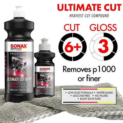 SONAX Ultimate Cut | Strong Abrasive Compound | Removes p1000 or Finer | Water Based Polish/Compound | Step 1 Compound | Removes Deep Scratches | Removes Sand Scratches | 250ml | 239141