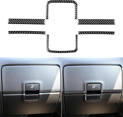 Real Carbon Fiber Fit for Chevy Silverado/GMC Sierra 1500 2014-2018 for 2500/3500HD 2015-2019 Car Co-Pilot Glove Box Decorative Strip Trim Dash Decals Sticker Auto Interior Accessories Cover Black