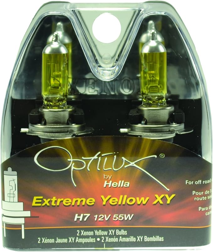 HELLA H71070702 Optilux XY Series H7 Xenon Yellow Halogen Bulbs, 12V, 55W 2 Pack