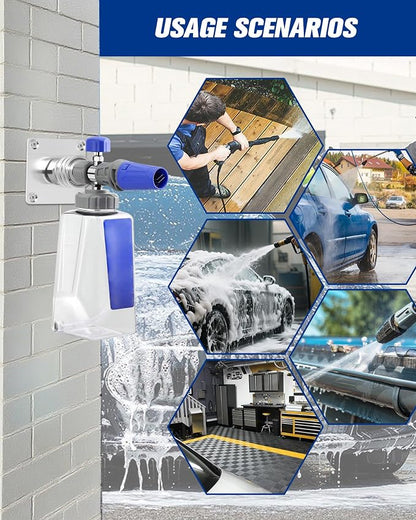Foam Cannon Holder 2 Pack, Stainless Steel Foam Cannon Wall Mount with 1/4" Quick Connect, Pressure Washer Tip Holder for Garage, Heavy-Duty Foam Cannon Mount with Screws & 3M Adhesive Pads
