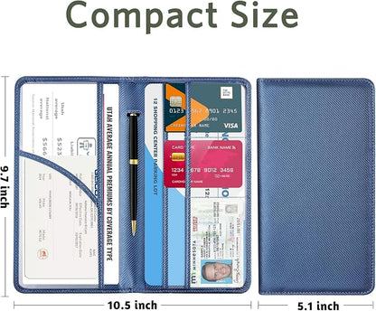 CoBak Car Registration and Insurance Holder - Vehicle Glove Box Car Organizer,Auto Truck Comparment Accessories Case with Magnetic Closure for Driver License,Cards, Carbon Blue