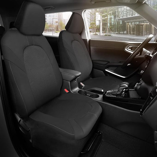 Motor Trend Honeycomb Polyester Seat Covers – Semi Universal Fit Front Seat Protector for Most Cars, Trucks, SUVs – Breathable Hex Design, Easy to Install, Black & Gray Car Seat Cover