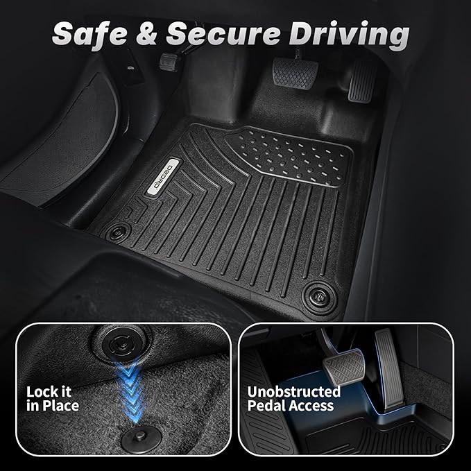 OEDRO Floor Mats & Cargo Mat Fit for 2025 2026 Toyota Camry (Include Hybrid/LE/SE/XLE/XSE), TPE All Weather Custom Fit 2025 Camry Floor Liners 1st & 2nd Row Car Mats Accessories, Black