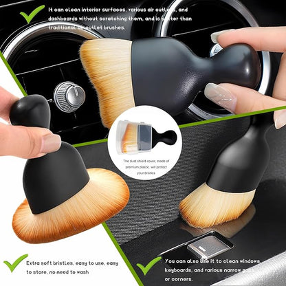 5PCS Car Detailing Brushes Duster Kit, Soft Cleaning Set Includes Dashboard Crevice Brushes Air Vent Duster, Auto Interior Dusting Brush Kit for Air Vent Dashboard Panel