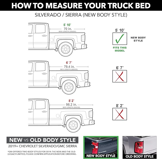 RealTruck TruXedo Lo Pro Soft Roll Up Truck Bed Tonneau Cover | 572401 | Fits 2019 - 2026 Chevy/GM Silverado/Sierra, works w/ MultiPro/Flex tailgate (Will not fit Carbon Pro Bed) 5' 10" Bed (69.9")