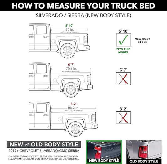 Gator Soft Roll Up Truck Bed Tonneau Cover - Easy-to-Install - No-Drill Installation - Durable Vinyl Roll Up Tonneau Cover - Low-Profile Design - 2019-2026 Chevy/GMC Silverado/Sierra 5'10" Bed