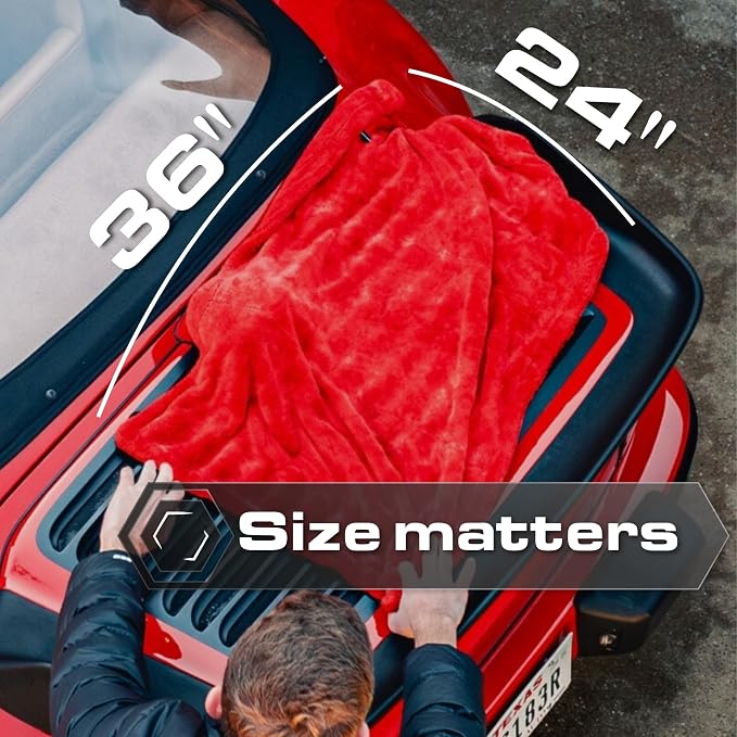 Blackline Car Drying Towel - 2ft x 3ft XL-Popular Pick Among Detailing Pros - 1300 GSM Microfiber Towel - Absorbs Over 8lbs of Water - Leaves No Streaks, Spots or Scratches - Dries an Entire Car
