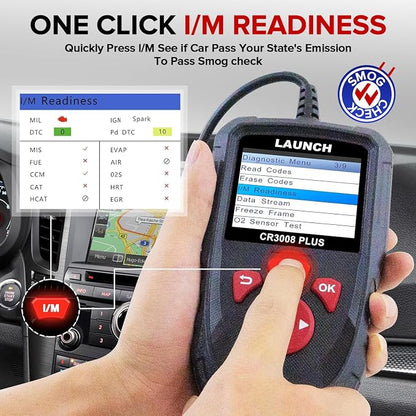 LAUNCH Professional OBD2 Scanner Diagnostic Tool CR3008 Plus,One-Key I/M,Lifetime Update Code Reader,Enhanced Check Engine Code Reader OBDII Car Scan Tool for All Vehicles After 1996,Battery Test