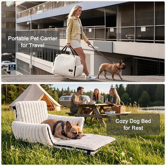 MIXJOY 6-in-1 Dog Car Seat for Small/Medium Dogs up to 25 lbs, Multi-Functional Dog Carrier for Car with Detachable Washable Cover, Pet Travel Bed with Clip-On Safety Leash, Beige