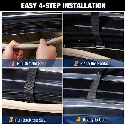WORKPRO 21 Cubic Feet Rooftop Cargo Carrier Roof Bag, Waterproof Roof Rack Cargo Carrier for Vehicles with/Without Rack, Heavy Duty 840D PVC, Includes Anti-Slip Mat, 6 Door Hooks and Storage Bag