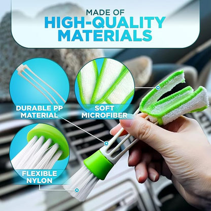 Car Vent Brush Multifunctional Cleaning Brush - Auto Vent Cleaner Tool for Car Detailing Car Interior Duster Reliable Plastic & Nylon, Handy Size, Triple Design, Compact Storage, Removable for Washing