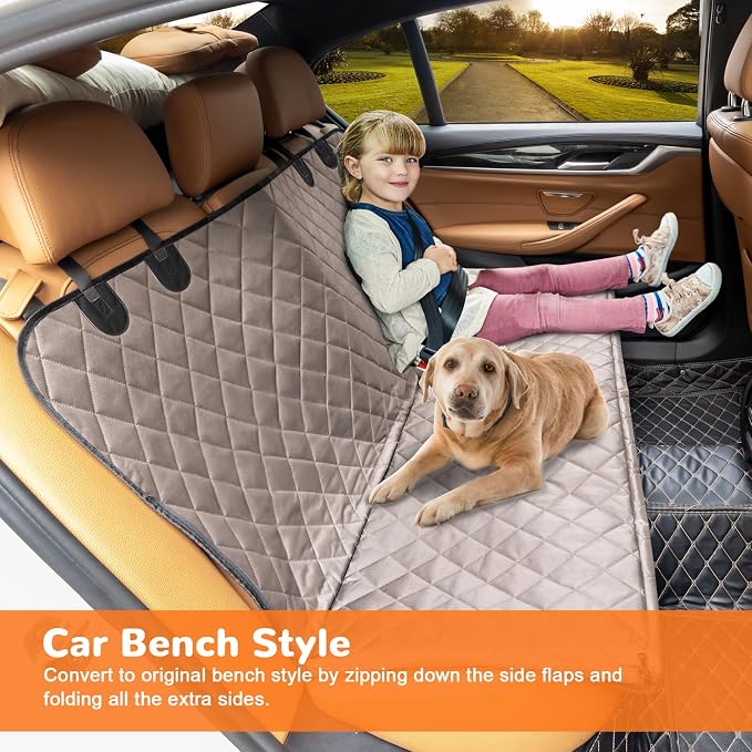 URPOWER Dog Car Seat Cover for Pets 100% Waterproof Seat Cover Hammock 600D Heavy Duty Scratch Proof Nonslip Durable Soft Back Seat Covers for Cars Trucks and SUVs