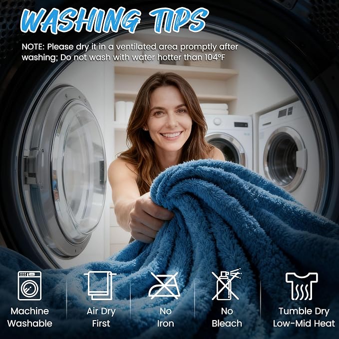 PUGPIU Microfiber Car Drying Towel Extra Large Super Absorbent 48"X24", 1400 GSM Flash Detail Car Wash Drying Towel Edgeless with Two Sided Soft Twisted-Loop, No Water Spots Streaks for Cars (Blue)