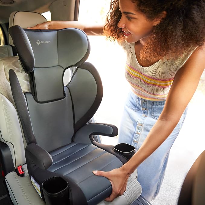 Safety 1st Grow and Go 2-in-1 Booster Car Seat with ComfortWings, Converts High-Back to Backless, 19" Wide, Slim Design, Lightweight, Foldable, Easy-Clean, Cup Holders, 40-100 lbs, Sea Serpent
