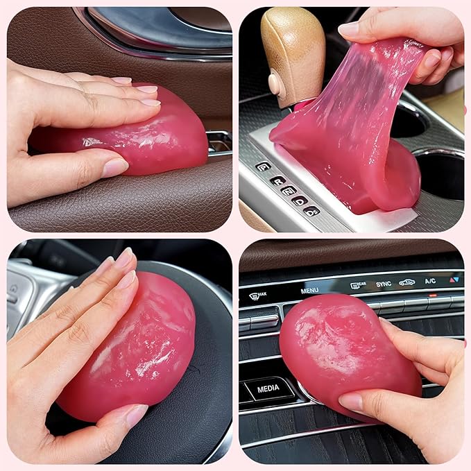 TeSabMi Car Cleaning Gel Car Cleaning Putty Car Putty Car Interior Cleaner Car Slime Car Detailing Kit Car Accessories Gifts for Dad Men Him Women Stocking Stuffers Pink