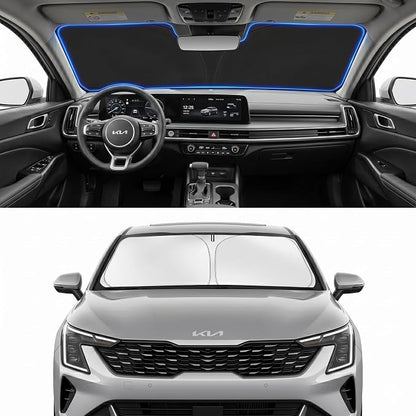 Custom Fit Windshield Sun Shade for Kia K4 2025-2026 | Custom Fit Windshield Cover, Blocks UV Rays, Double-Layer Heat Shield, Durable Frame, Easy Fold & Storage