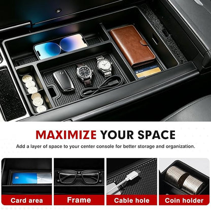 Autorder Center Console Organizer for 2022 2023 2024 2025 2026 Lexus NX NX 250/NX 350/NX 350h 450h+ Accessories Armrest Storage Box Secondary Insert Tray with Anti-Slip Mat