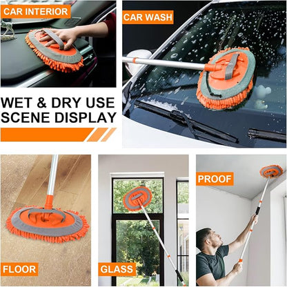 Ordenado 62" Car Wash Brush Kit Mitt Mop Sponge with Long Handle Chenille Microfiber Car Cleaning Brush Kit Supplies Car Washing Mop Kit Car Care Kit of Scratch-Free Replacement Head for Car RV Truck