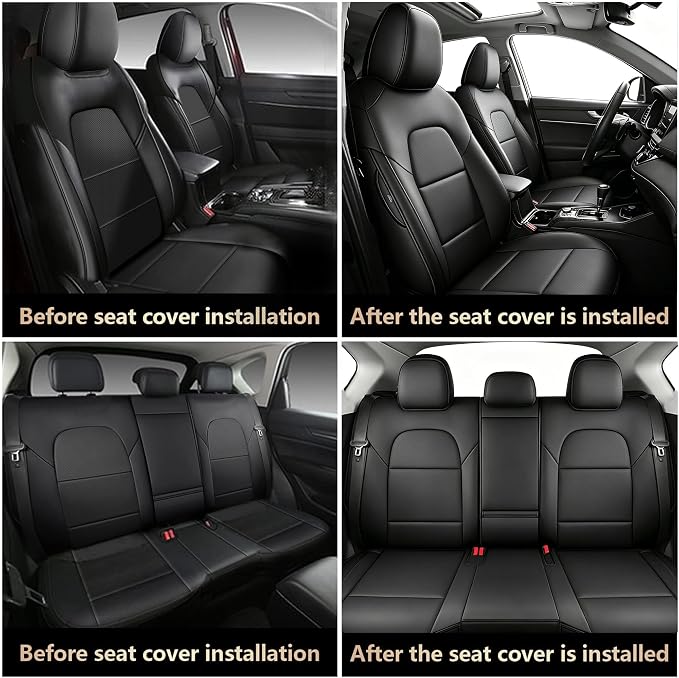 TTX LIGHTING Custom Fit Seat Covers for Hyundai Tucson 2019 2020 2021 Limited,SE,SEL,Value,Sport,Ultimate Faux Leather Full Set Compatible Airbag Car Seat Protector Black