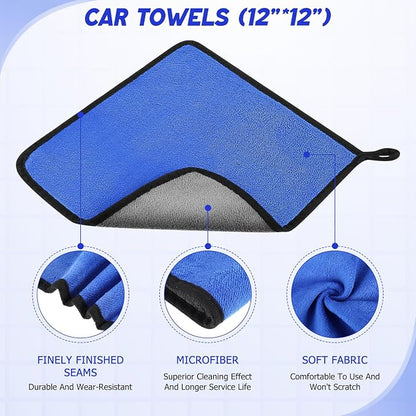 16 Pcs Windshield Cleaner Tool, Car Cleaning Kit with Various Detailing Brushes Set Spray Bottle Cleaner Towel Cleaning Gel Accessories Car Interior Detailing Kit for Windows Vents(Blue)