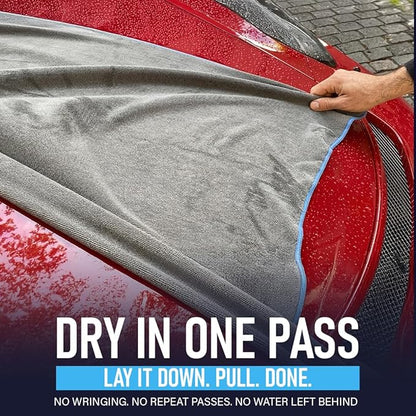 Rapid Dry Towels Original 2.0 Microfiber Car Drying Towel | 150 x 75cm | Extra Large Channel Weave Drying Cloth | Ultra Absorbent, Scratch-Free, Auto Detailing Towel for Cars SUVs Trucks & Boats