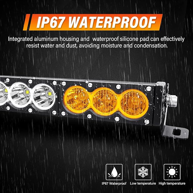 AUXTINGS 49 inch Single Row Dual Color LED Light Bar 270W Off Road Light Bar White Amber Combo LED Work Light Truck UTV 4x4 Cars SUVs ATVs Boats Fog Driving Light with Wiring Harness kit