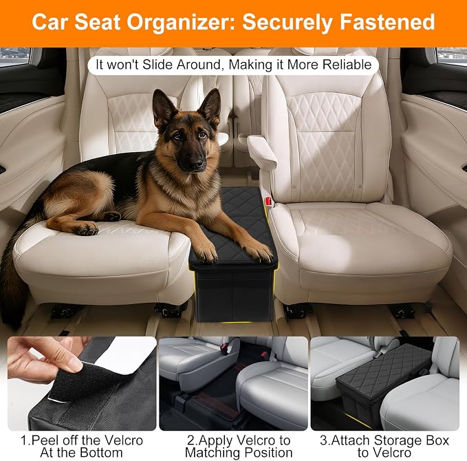 Car Seat Organizer for Kia Telluride 2020-2026 w/Built-In Cooler Bag, Telluride Second Car Console Organizer w/Non-Slip Strips, Foldable Backseat Organize for Dog Toys Kids Snacks Travel Storage Box