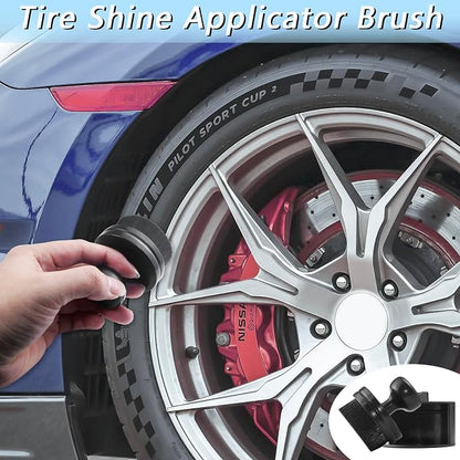 2 PCS Car Tire Shine Applicator Brush, Auto Tire Detail Brushs, Portable Car Tire Brush with Seal Cover Design, High Density Soft Shine Applicator Brushs, for Auto Detailing Cleaning
