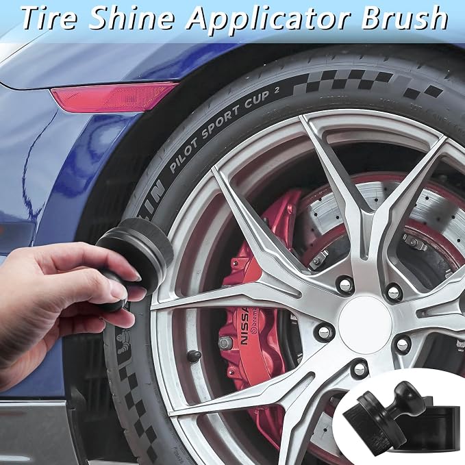 Car Tire Shine Applicator Brush, Auto Tire Detail Brushs, Portable Car Tire Brush with Seal Cover Design, High Density Soft Shine Applicator Brushs, for Auto Detailing Cleaning