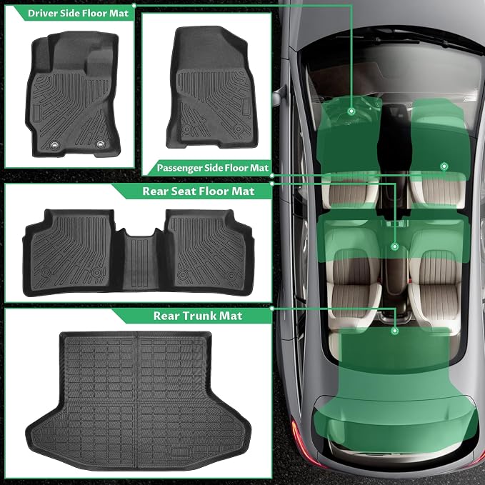 Floor Mats for Toyota Prius 2004-2009, Custom Fit TPE All Weather Protection Floor Liners, Non-Slip Waterproof Cargo Mat, Car Accessories for 2nd Gen Prius