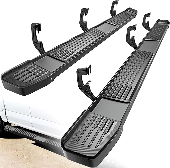 YITAMOTOR 6 Inches Running Boards Compatible with 2007-2018 Chevy Silverado/GMC Sierra 1500, 2007-2019 2500HD 3500HD, 2019 LD/Limited Crew Cab, Stainless Steel Side Steps Black Nerf Bars