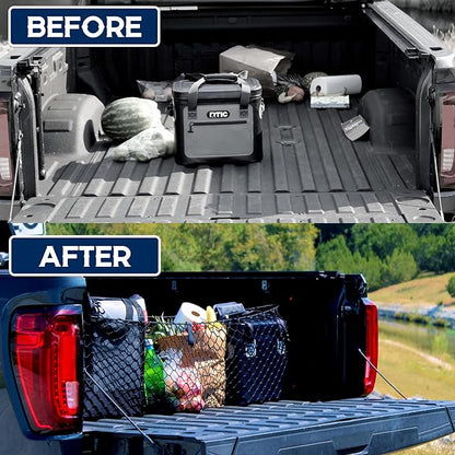 TacoNets Three Pocket Cargo Net for 2005-2026 Toyota Tacoma - Patented Design - Premium Truck Bed Organizers & Storage - Grocery Holder - Designed in USA