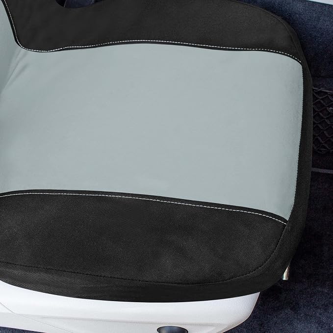 Universal Fit Chevron Flat Cloth Car Seat Covers Full Set - Gray