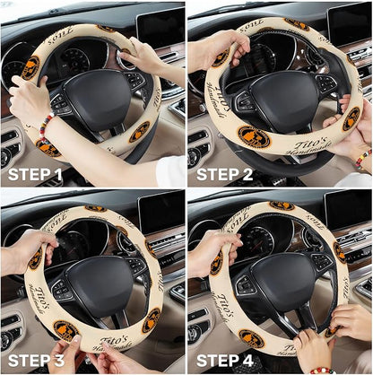 GENANY Wine Drink Steering Wheel Cover, Non Slip Polyester Car Wheel Protector for Car SUV Truck, Universal 15 Inch