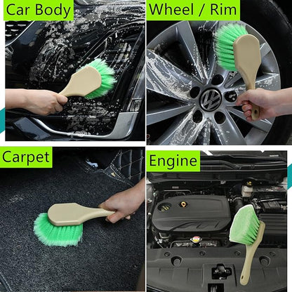 Fitosy Wheel Rim & Tire Brush Set, Soft & Stiff Bristle Wash Cleaning Supplies Kit for Car Body Exterior Surface, Carpet, Truck,SUV,RV,Motorcycle