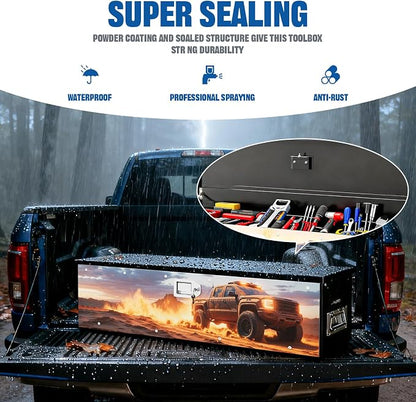 Truck Bed Tool Box,truck toolbox compatible with Sierra, Sierra Accessories, 38.5 x 11.6 x 9.6 Inches, Alloy Steel, Lockable, Weathertight, Rust Resistant, Flip Top, For Pickup Trucks