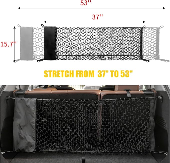 Cargo Net Compatible with 2013-2025 Nissan Pathfinder Truck Bed Cargo Net 3.05'×1.31' Double Layer Envelope Style Dense Mesh Trunk Organizer for 2024 Pathfinder Exterior Accessories