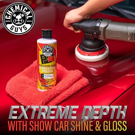 Chemical Guys P4 Precision Paint Perfection Polish - Scratch Remover & Swirl Remover for Cars, Trucks, Motorcycles, & SUVs, Fixes Paint Imperfections & Towel Marks, Restores Gloss & Clarity, 16 oz