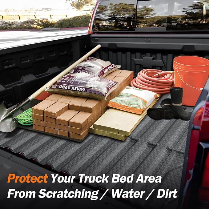 KUST Floor Mats Truck Bed Mat for 2022-2025 2026 Ford Maverick Accessories (Hybrid Only), All Weather Floor Liners & 4.5FT Bed Liner & Tailgate Mat, Full Set Truck Mats TPE Rubber, Raised Edge