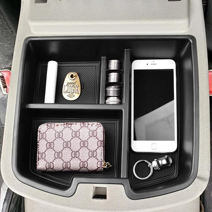 HGWEI Center Console Organizer Compatible with 2007-2014 Chevy Silverado GMC Sierra Avalanche Tahoe Suburban Yukon Yukon XL Accessories, Floor Mounted Center Console ONLY, Black Trim