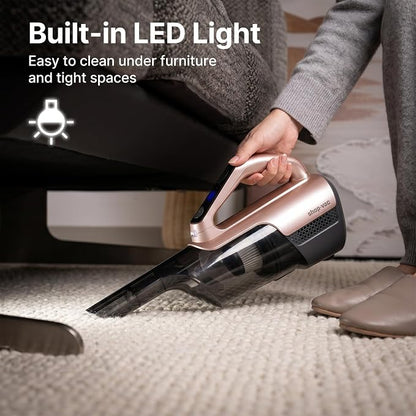 Shop-Vac S2 12V Handheld Vacuum Cordless, Dual-Speed Powerful Portable Car Vacuum Rechargeable, Wall-Mounted Lightweight Hand Vacuum for Home & Car, LED Light, HEPA Filter, Champagne Gold