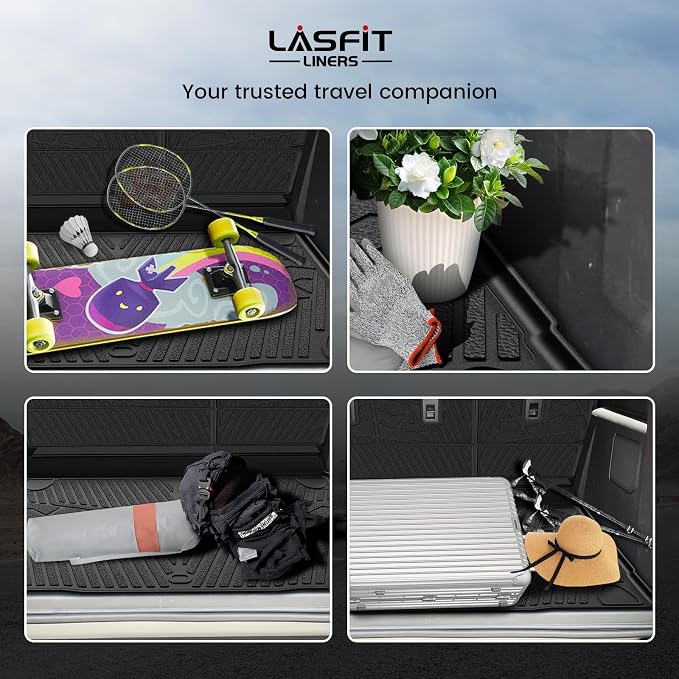 LASFIT Cargo Mat+Rear Back Seat Protector+Underfloor Storage Mat for Ford Bronco 4-Door 2021-2026(Not Fit Bronco Sport) TPE All Weather Trunk Liners Waterproof Backrest Mat Custom Fit Easy Clean