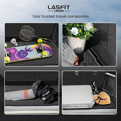 LASFIT Cargo Mat+Rear Back Seat Protector+Underfloor Storage Mat for Ford Bronco 4-Door 2021-2026(Not Fit Bronco Sport) TPE All Weather Trunk Liners Waterproof Backrest Mat Custom Fit Easy Clean