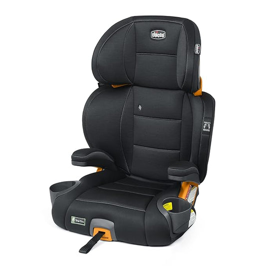 Chicco KidFit ClearTex Plus 2-in-1 Belt-Positioning Booster Car Seat, Backless and High Back Booster Seat, for Children Aged 4 Years and up and 40-100 lbs., Obsidian/Black