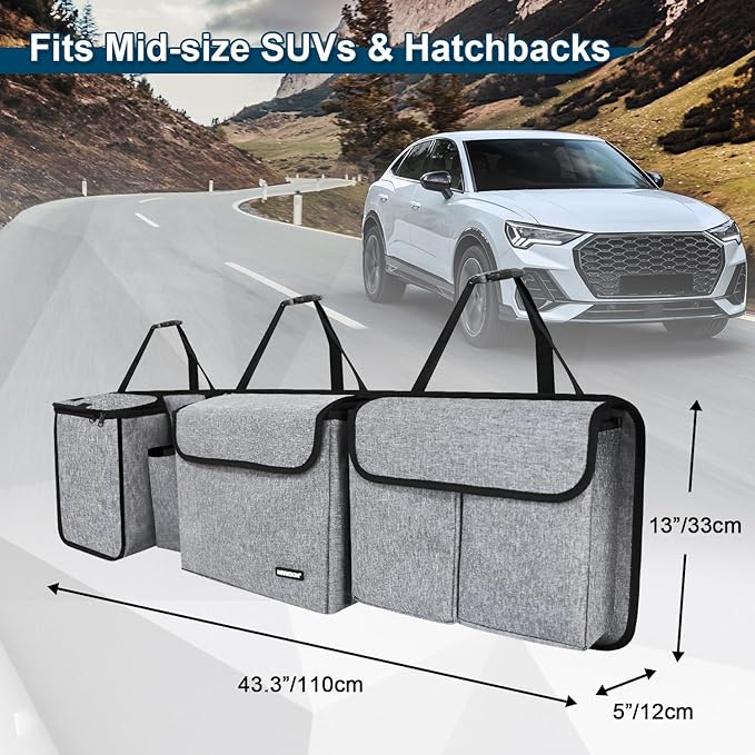 Deluxe Trunk and Backseat Organizer for Medium or Large Size SUVs & RVs, Detachable Storage Modules with Built-in Cooler, Patent Pending