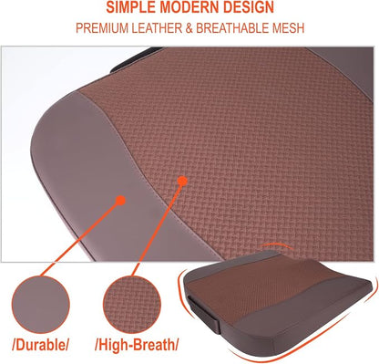 Lofty Aim Car Seat Cushion, Comfort Memory Foam Car Cushions for Driving - Sciatica & Lower Back Pain Relief, Driver Seat Pillow for Auto, Office Chair, Wheelchair - Brown